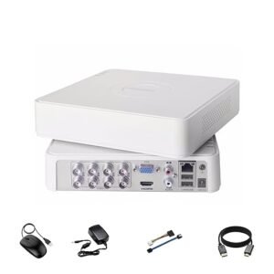 HIKVISION 8CH 3K/5MP Full HD Hybrid DVR H.265 Pro+ [Smart Motion Detection (Human/Vehicle) + Two-Way Audio + 5 in 1 (IP/HDTVI/HDCVI/AHD/CVBS)], Supports 8CH HD + 4CH IP Cameras & HDMI Cable (New)