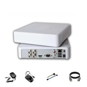 HIKVISION 4CH 1080P/2MP Full HD Hybrid DVR H.265 Pro+ [Smart Motion Detection (Human/Vehicle) + Two-Way Audio + 5 in 1 (IP/HDTVI/HDCVI/AHD/CVBS)], Supports 4CH HD + 1CH IP Cameras & HDMI Cable (New)