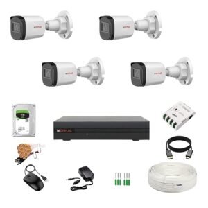 CP Plus 2.4MP 4 Channel DVR, 2.4MP 4 Bullet Cameras (Audio Recording) [Night Vision + Built-in MIC Audio + Crystal IR LEDs + Motion Detection] + 1 TB HDD + 4 CH SMPS + CCTV Cable + BNC/DC